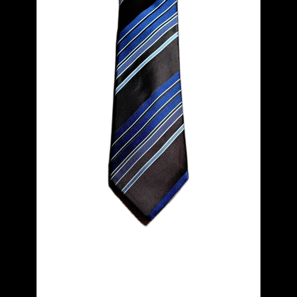 Donald J Trump Brown Blue Striped Silk Tie